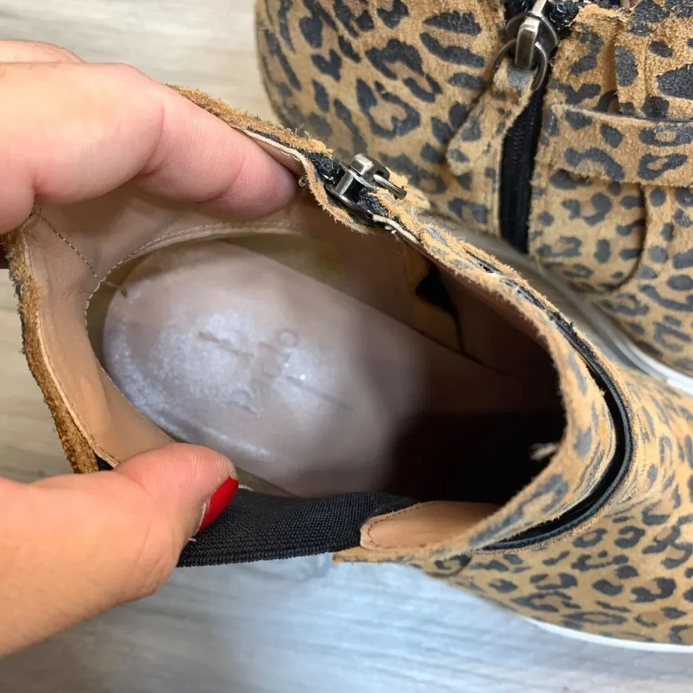 Linea Paolo Wedge Sneaker 8.5M Freshton Leopard Platform Shoes Bootie Leather - Picture 9 of 11